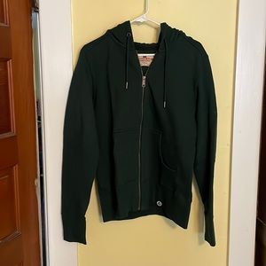 Cozy green American Giant zip-up hoodie!
